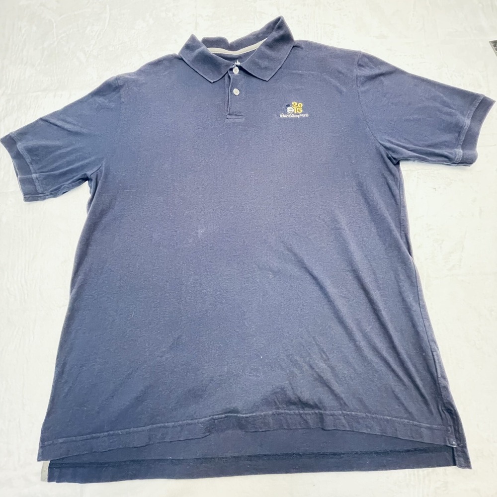 Vintage WalT Disney World 2015 SS Polo Shirt Mens L Blue Collar WDW Parks Shirt
